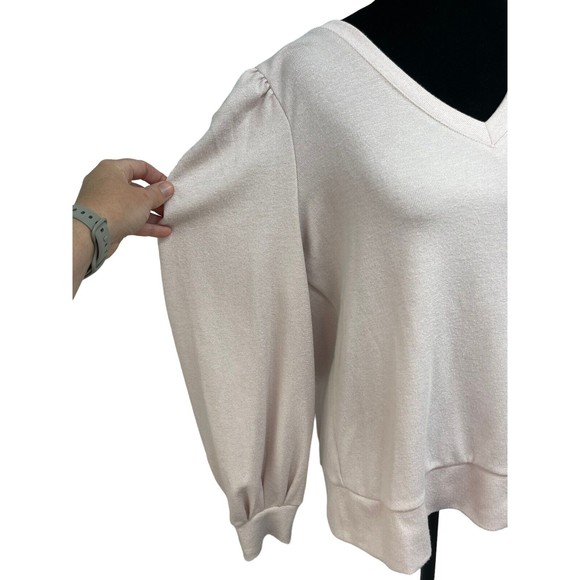 INC Sweatshirt Womens Medium Pink Sweater Pullover Gathered‎ Shoulder Glitter - Picture 2 of 10